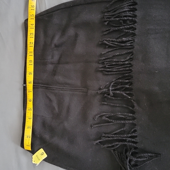 Black Wool Skirt With Fringes - Picture 5 of 8